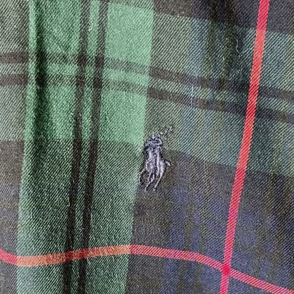 Ralph Lauren Boy's Green Blue Red Tartan Plaid Button-Down LS Shirt Sz L (16-18)